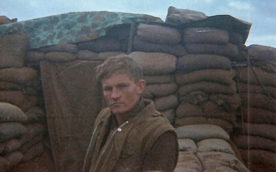 Retired Marine Ken Rodgers poses during the Vietnam War at Khe Sanh in 1968. Rodgers will receive the Ellen Hardin Walworth Founders Medal for Patriotism, the National Society Daughters of the American Revolution's highest award, May 12 in Boise, Idaho.
