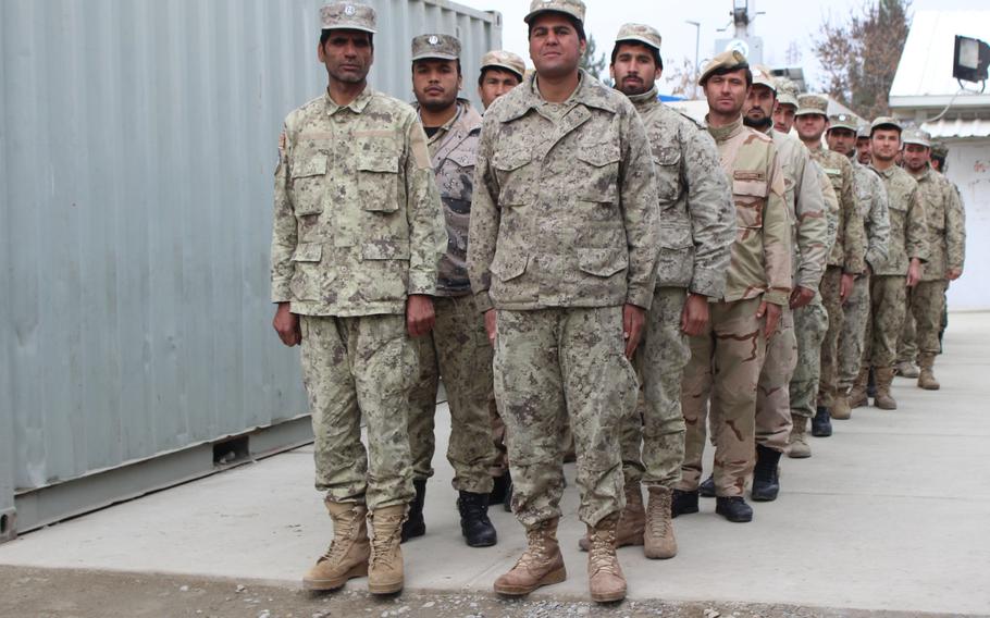 Members of the Afghan National Police prepare for their graduation from the Explosive Ordnance Disposal course at Central Training Center-Kabul, Feb.10, 2016. The Special Inspector for Afghan Reconstruction, in its quarterly report to Congress, questioned whether the U.S. will be able to maintain proper oversight of reconstruction efforts as the drawdown of its troops continues.