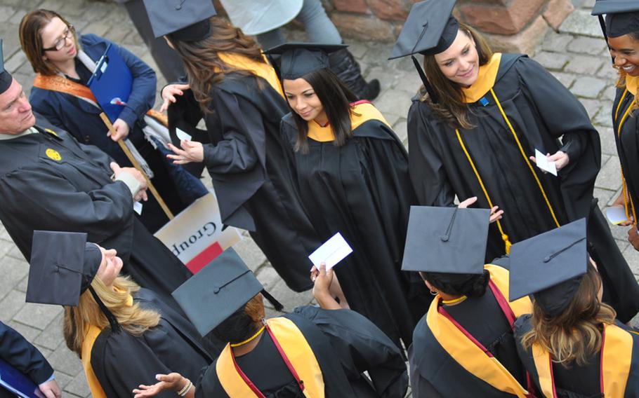 About 200 graduates participated in the University of Maryland University College commencement ceremony on Saturday, April 30, 2016, in Kaiserslautern, Germany. More than 1,100 students graduated this year from UMUC Europe.