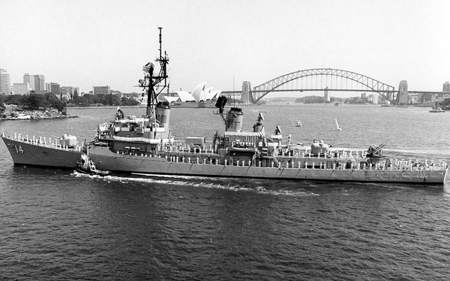 The USS Buchanan visits Sydney, Australia, in 1985. The guided-missile destroyer was refused a port-call request by New Zealand that year on grounds that the United States would neither confirm nor deny whether its vessels carried nuclear weapons.