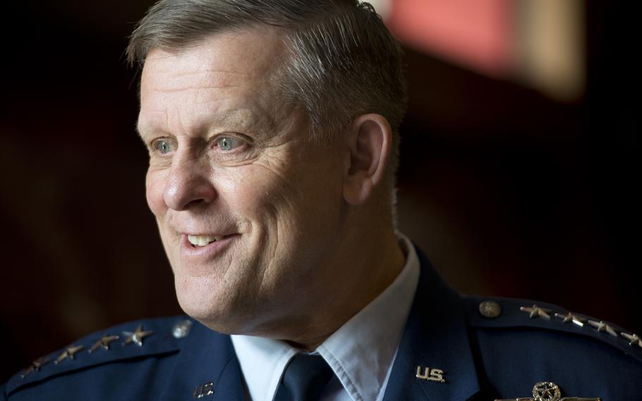 Gen. Frank Gorenc, commander of U.S. Air Forces in Europe-Air Forces Africa, answers questions during an interview at Ramstein Air Base, Germany, on Monday, May 9, 2016. Gorenc, 58, is scheduled to retire soon.