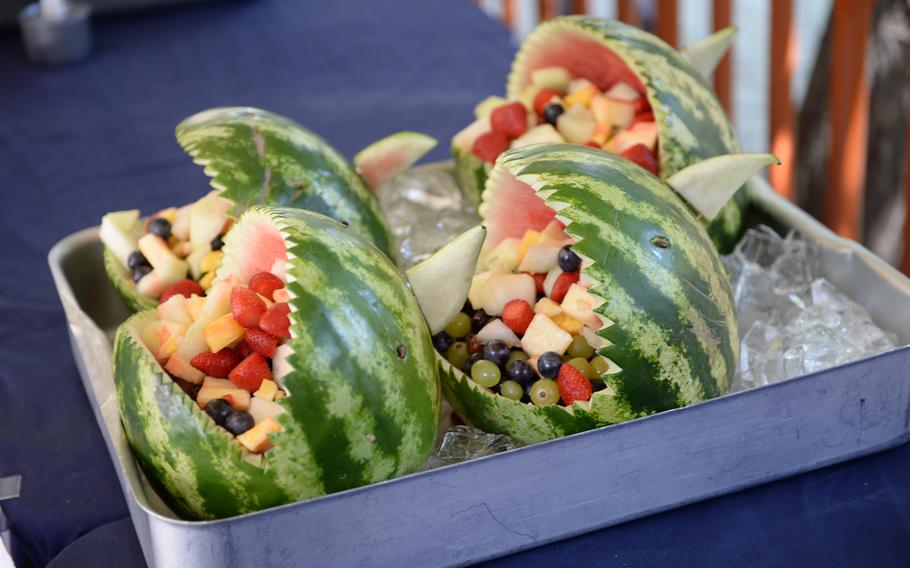 A fruit display at Resolute Support's U.S. Independence Day celebration on Friday, July 8, 2016.