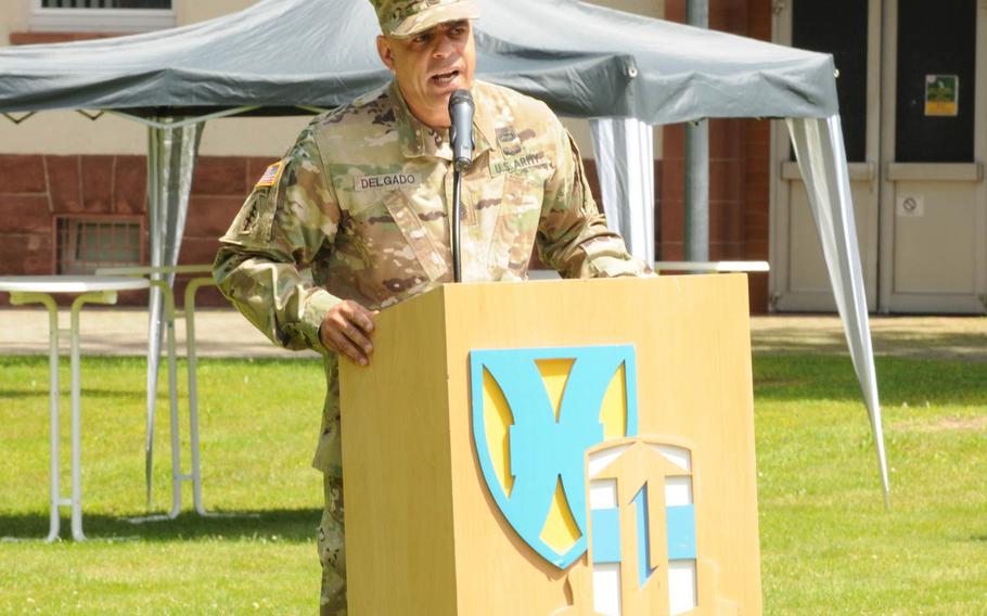 Command Sgt. Maj. Alberto Delgado became the new senior enlisted leader of the 21st Theater Sustainment Command at a ceremony on Friday, July 8, 2016.
