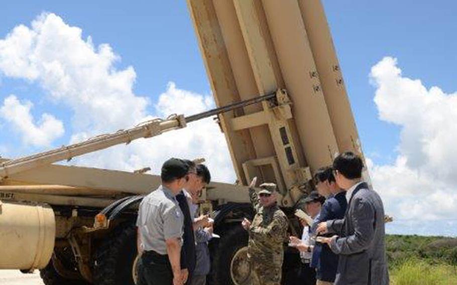 South Korean media and Stars and Stripes were given a tour of the Terminal High-Altitude Area Defense system site at Andersen Air Force Base, Guam, Tuesday, July 19, 2016. The tour included senior U.S. and South Korean defense officials as well as soldiers with Task Force Talon, THAAD's operator on the island.