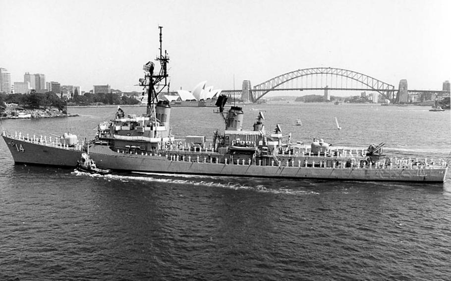 The USS Buchanan visits Sydney, Australia, in 1985. The guided-missile destroyer was refused a port-call request by New Zealand that year on grounds that the United States would neither confirm nor deny whether its vessels carried nuclear weapons.