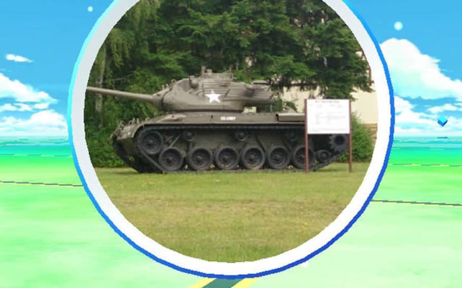 Wannabe Pokemasters living on overseas military bases, such as the U.S. Army garrison in Grafenwoehr, Germany, can find the digital monsters lounging about military monuments, office buildings and other base facilities.