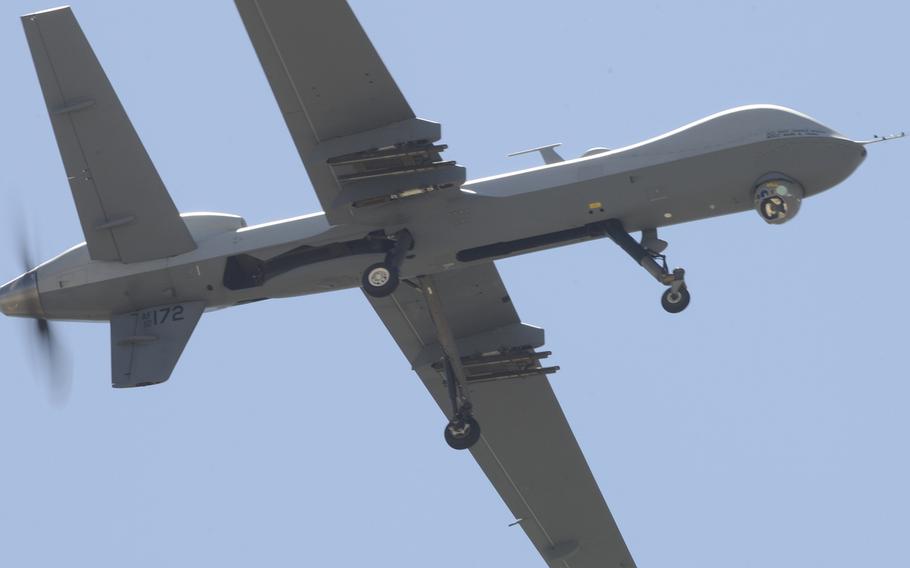 An MQ-9 Reaper performs a low pass during a first-ever air show demonstration at Cannon Air Force Base, N.M., on May 28, 2016. U.S. Africa Command is expected to soon conduct surveillance operations at a new outpost in Niger, which is the only country in western Africa that has agreed to host MQ-9 Reapers.