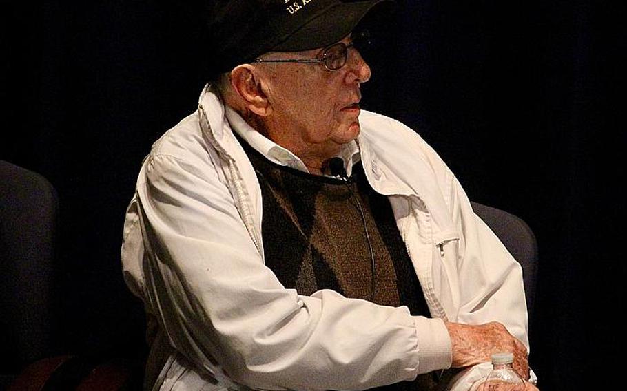 Former US Army radio operator Richard Schimmel takes a question from an audience member concerning his experience during Pearl Harbor, at the 19th annual American Veterans Center Veterans Conference & Honors and National Youth Leadership Summit in Washington, D.C.