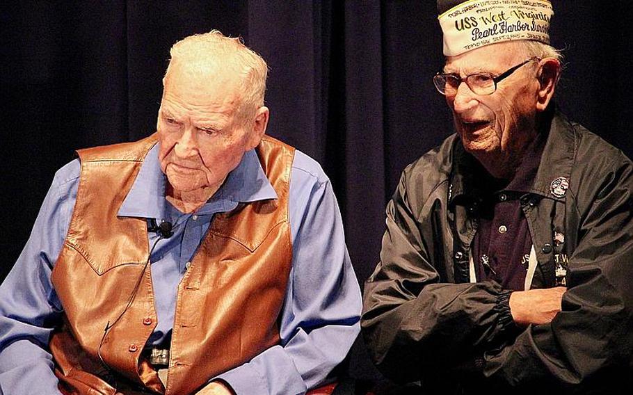 James Leavelle and Adone "Cal" Calderone listen to audience questions at the 19th annual American Veterans Center Veterans Conference & Honors and National Youth Leadership Summit in Washington, D.C.