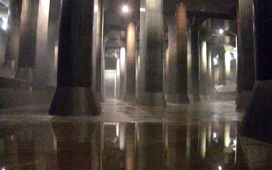 Visitors to the Showa Drainage Pump Station on the outskirts of Tokyo climb down into a gigantic underground temple-like space. This is an enormous water cistern built below the ground to reduce the flow of water and drain it smoothly into the Edo River.
