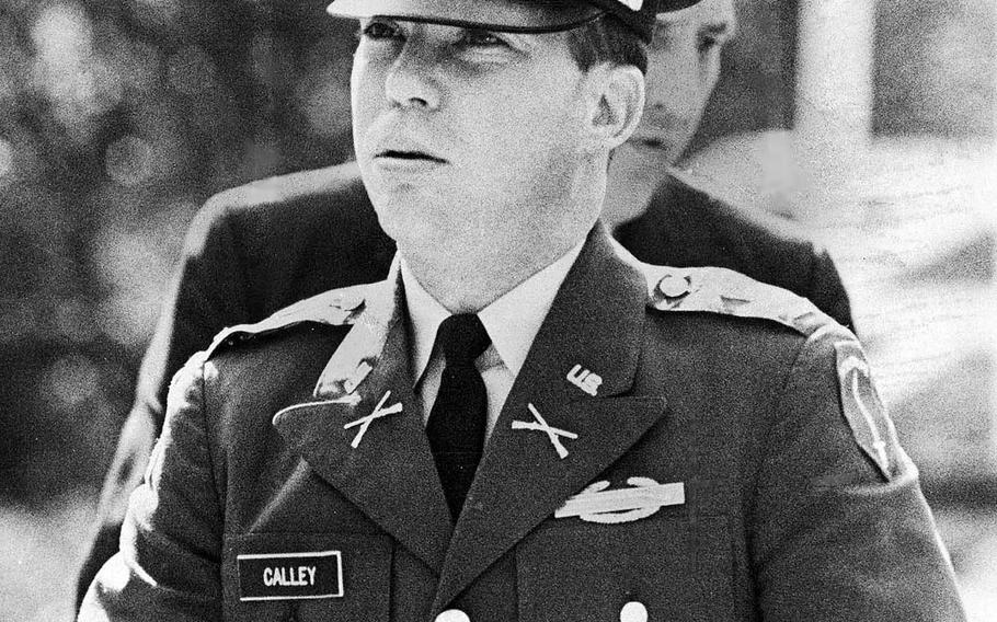 Army 1st Lt. William Calley on his way to one of his pre-trial hearings on Feb. 9, 1970.