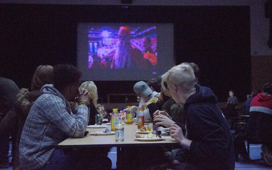 Members of the Wiesbaden High School RoboWarriors robotics team watch during the live streaming announcement of the theme and rules of this year's FIRST Robotics Competition, Saturday, Jan. 7, 2017, in Wiesbaden. WHS will be the only DODEA school competing in this year's competition.