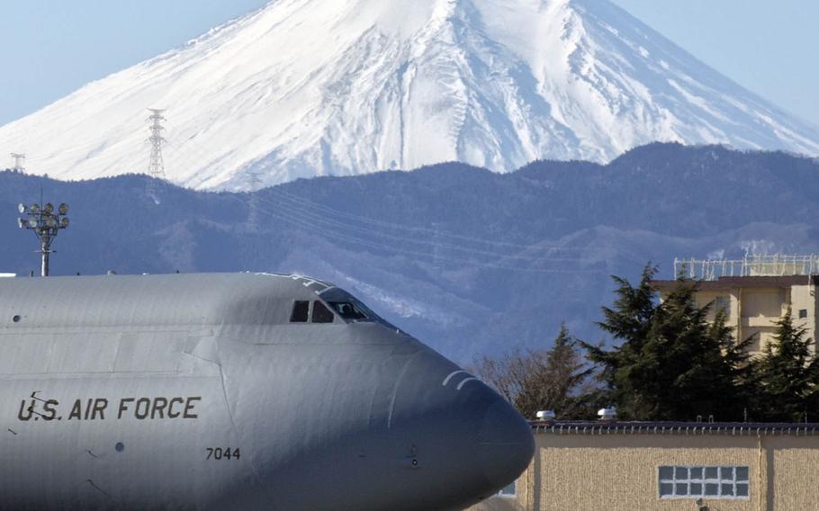 A C-5M Super Galaxy arrives at Yokota Air Base, Japan.