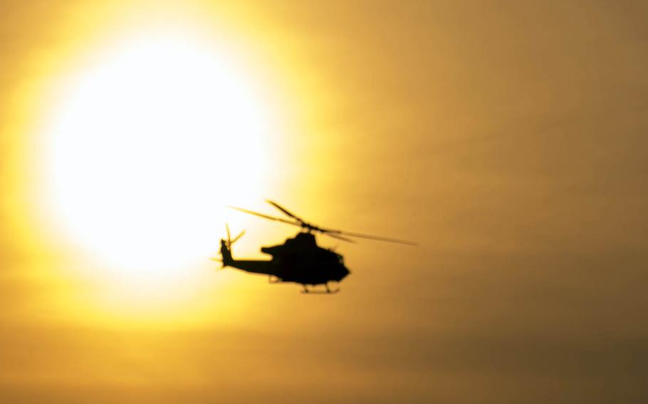 A UH-1Y Venom participates in a training exercise at Joint Base McGuire-Dix-Lakehurst, N.J., Feb. 22, 2017.