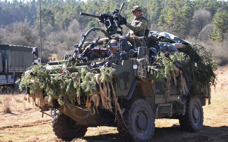 British reconnaissance soldiers with the Light Dragoons train alongside the American 2nd Cavalry Regiment in preparation for their upcoming rotation to Poland.