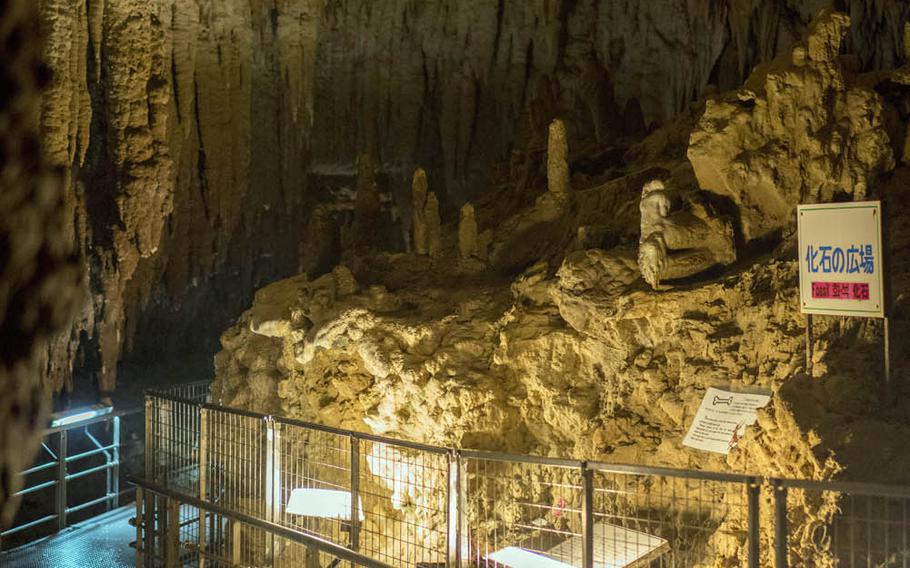 There are some tight squeezes as guests make their way through Gyokusendo Cave on Okinawa.