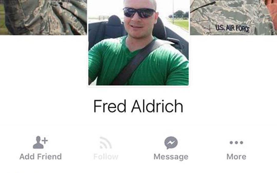 A military romance scammer created a fake Facebook account using images taken from the profile of Air Force Tech. Sgt. Sam Aldrich.