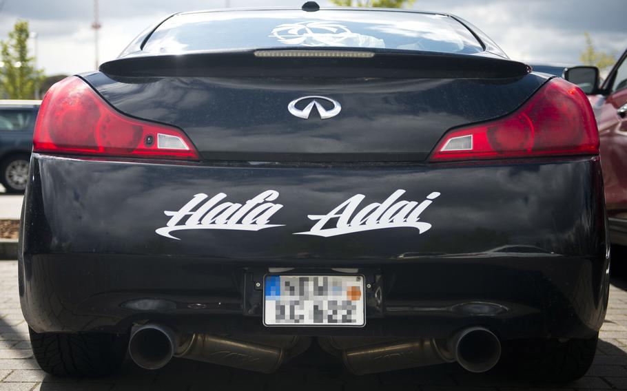 An Infiniti at Ramstein Air Base, Germany, sports a custom design on the back, April 18, 2017. Americans in the Kaiserslautern Military Community say they soup up their cars not only for better performance and handling but also to make them their own.