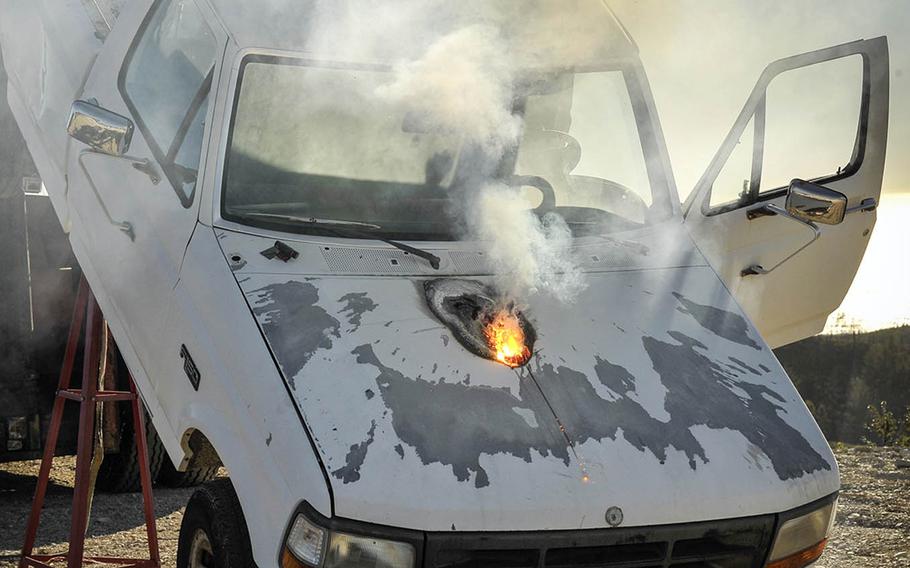 The ATHENA laser burned through a truck's hood and disabled its engine in seconds from a mile away, according to its maker, Lockheed Martin.