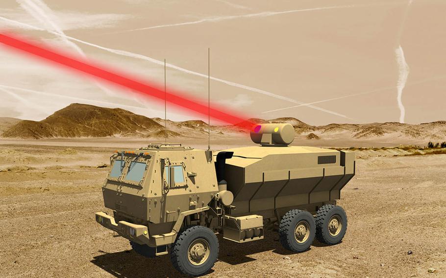 This is what a 60-kilowatt laser might look like when mounted on an Army truck, according to Lockheed Martin.