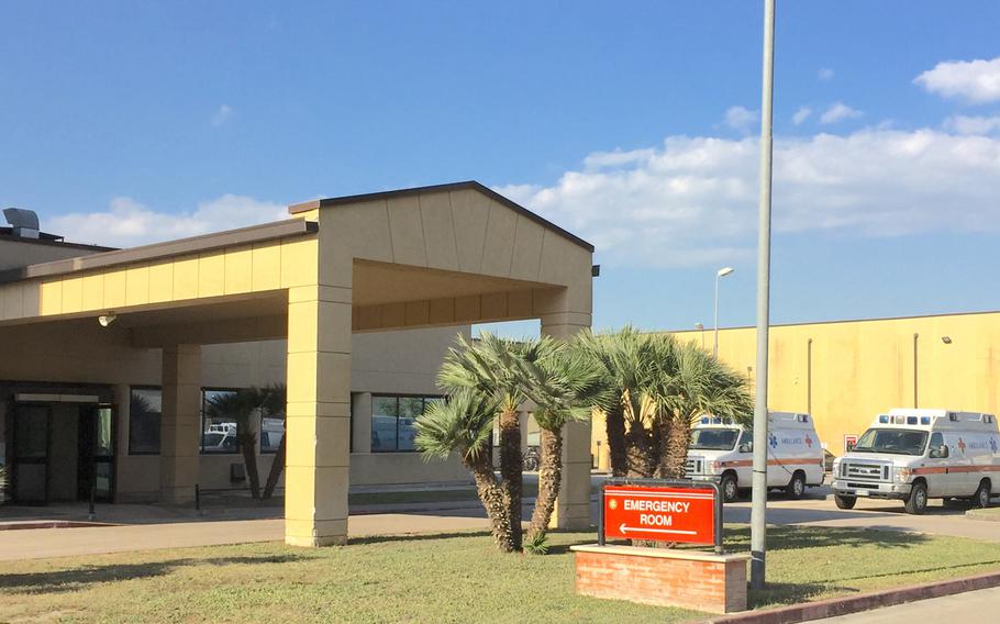 The emergency room entrance at U.S. Naval Hospital Naples, Italy. The Defense Department is planning to scale down the hospital's services, which would require servicemembers and families to seek inpatient treatment at Italian hospitals. Scott Wyland/Stars and Stripes
