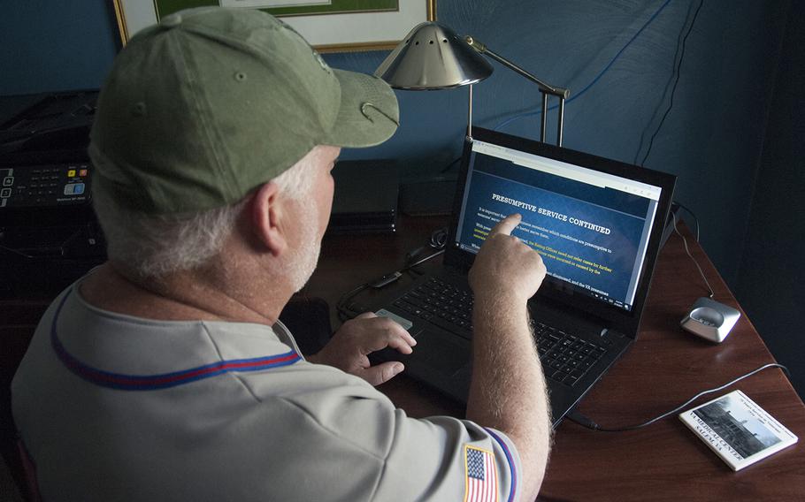 Operation Desert Storm veteran Ronald Brown in his home office in Roanoke, Va., on Aug. 16, 2017.