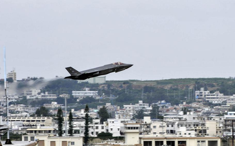 An Air Force F-35A Lightning II takes off at Kadena Air Base, Japan, Nov. 16, 2017.