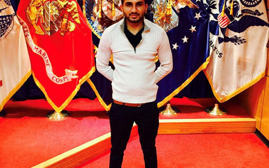 Harminder Saini, a 'Dreamer' who came to the U.S. when he was 6, poses outside the Army recruiting center on Fort Hamilton in Brooklyn, N.Y. on February 18, 2016 after his swearing in ceremony. Saini is still waiting for his background checks to be completed before his status expires.