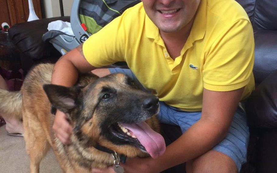 25p bs Tactical explosives detection dog Ben and Julio Munoz, his former handler, catch up in August 2017 at the home of his adopted owner, Kim Scarborough.Scarborough sought to reunite the two after she adopted Ben from the Army in 2014.