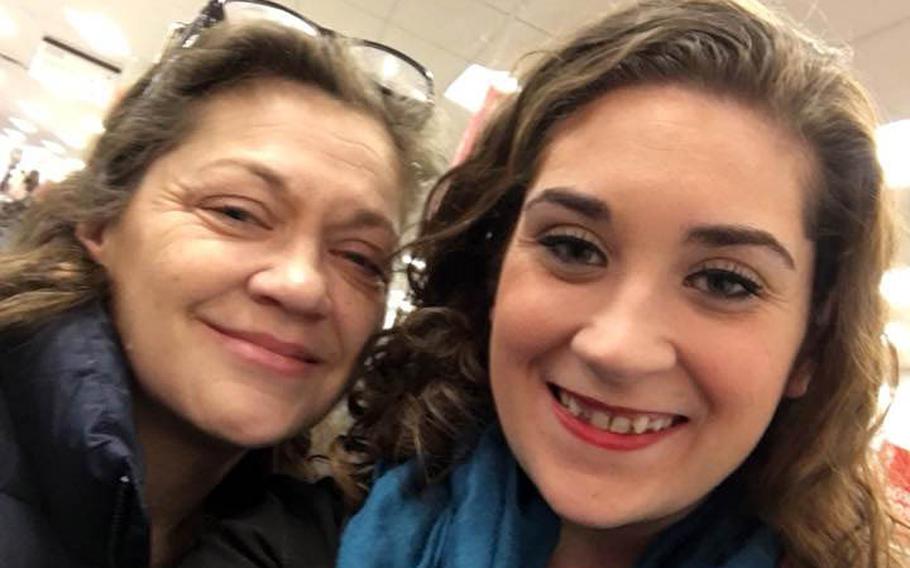Pamela Fitzgerald, left, seen here with her daughter, Meaghan McMillan, turned up at Misawa Air Base, Japan, Thursday, March 15, 2018, after being lost for two days.