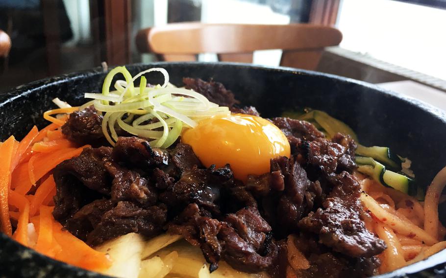 Bibimbap from Korean Restaurant Bab, in Grafenwoehr, Germany.