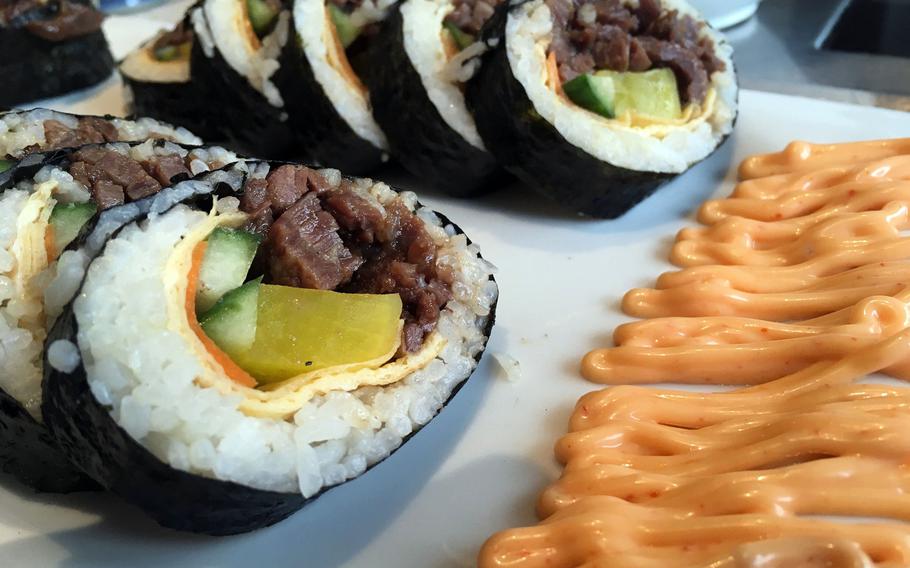 Bulgogi kimbap from Korean Restaurant Bab, in Grafenwoehr, Germany.