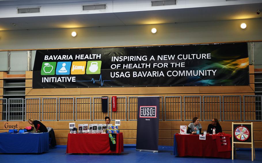 Bavarian Health Initiative decorations at the post gym, during the BHI 5K at Grafenwoehr, Germany, Friday, March 23, 2018.
