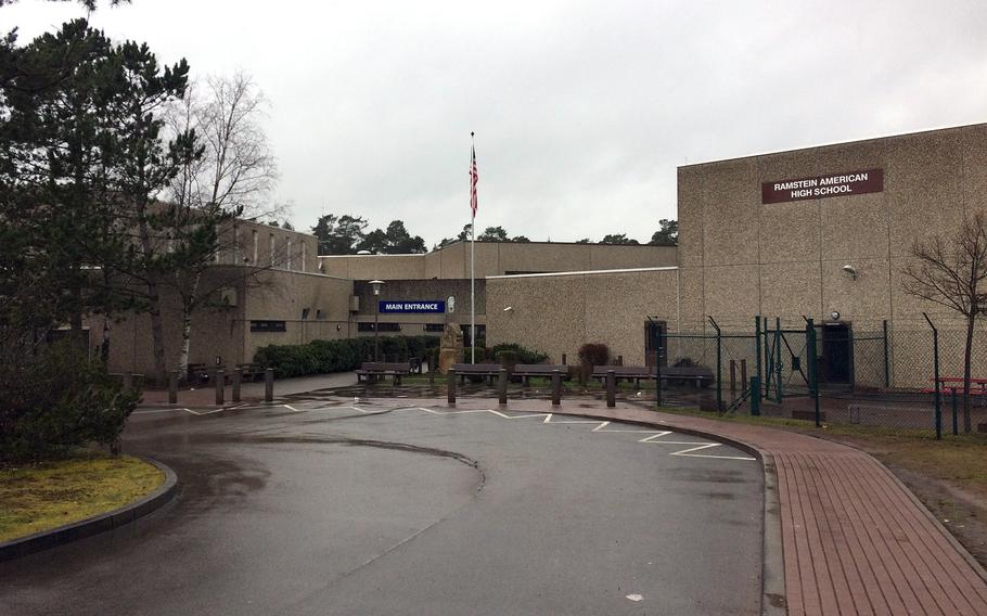 Ramstein High School near Kaiserslautern, Germany, pictured March 28, 2018, will be replaced with a new school that's scheduled to open in the fall of 2021. The old school first opened in 1982.