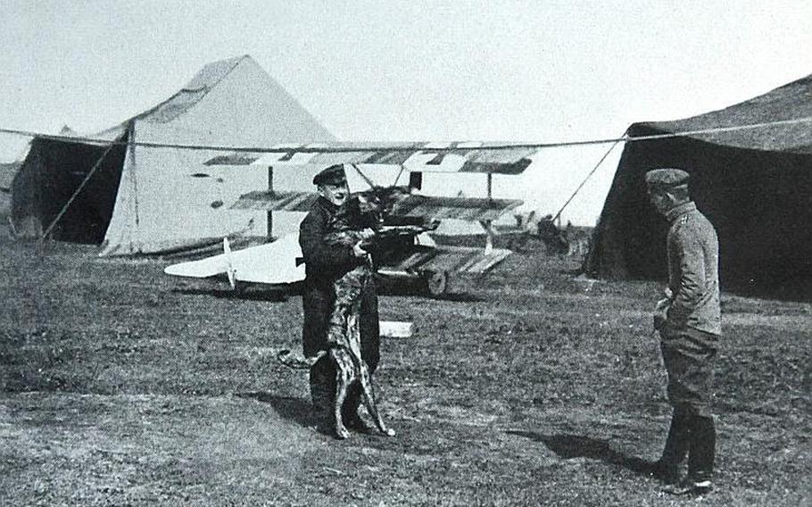 This photo of Manfred von Richthofen, better known as the Red Baron, was found in a biography of him from 1941, purchased at a flea market. The caption reads: "Richthofen, minutes before his last flight."
                