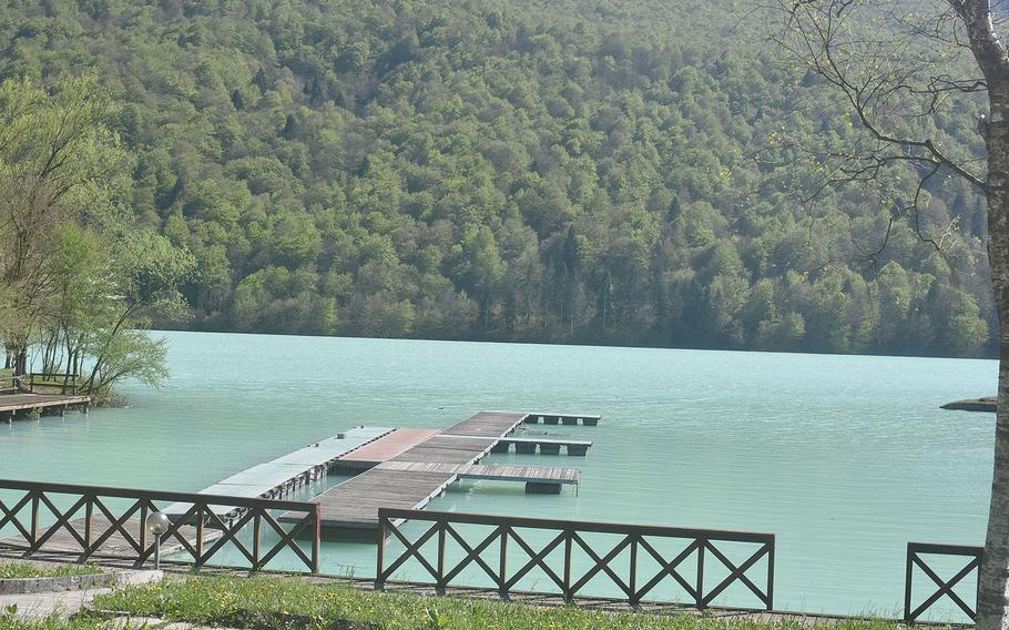 There are a lot more trees around Lake Barcis than boats for most of the year. And the handful of piers around the lake are usually off-limits to visitors.