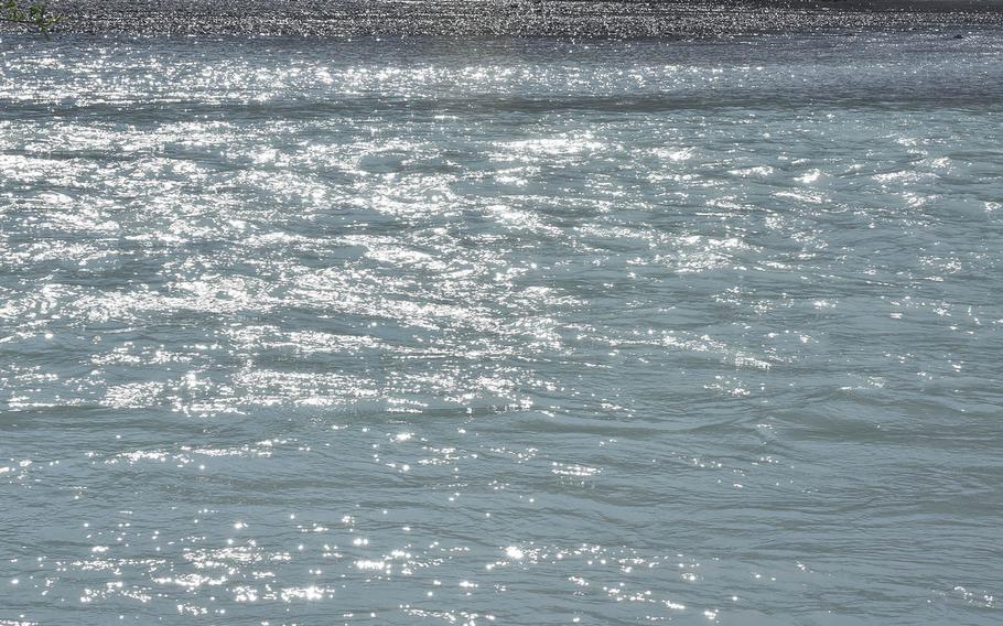 Other than the wind creating some waves, much of Lake Barcis is fairly placid. That's not the case where the Cellina and Pentina rivers meet at the edge of the lake.