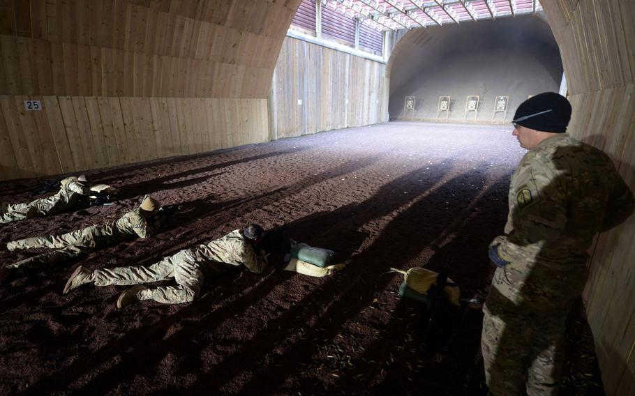 U.S. soldiers participate in a weapons training exercise in the Panzer Range Complex, Boeblingen, Germany, Feb. 9, 2016. U.S.forces will do less shooting here and the Army and local government will fund a new soundproofing system to reduce noise at the range.