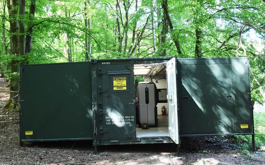 The Army's Rapid Fabrication via Additive Manufacturing 3D- printing unit, is being used at the Combined Resolve exercise in Hohenfels, Germany, Tuesday, May 8, 2018.