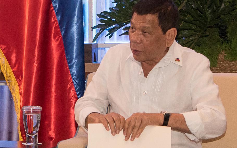 Philippines President Rodrigo Duterte attends an Association of Southeast Asian Nations, or ASEAN, meeting in the Philippines, Oct. 24, 2017.