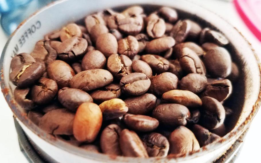 Coffee beans, ready to be ground, at Grafenwoehr, Germany, Friday, June 15, 2018. The U.S. Army has recently determined exactly how much caffeine an individual can drink to maximize alertness.