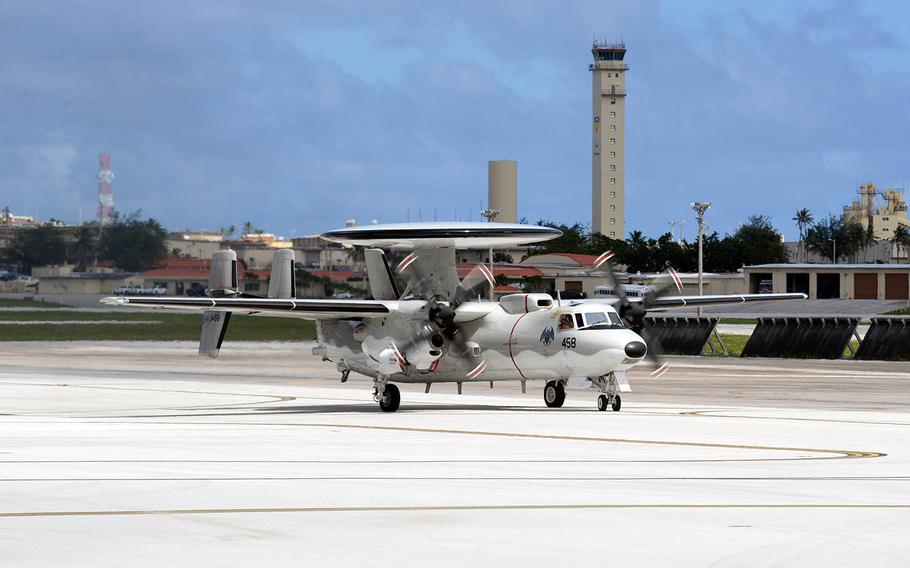 A Japan Air Self-Defense Force E-2C Hawkeye takes off last year from Andersen Air Force Base, Guam.