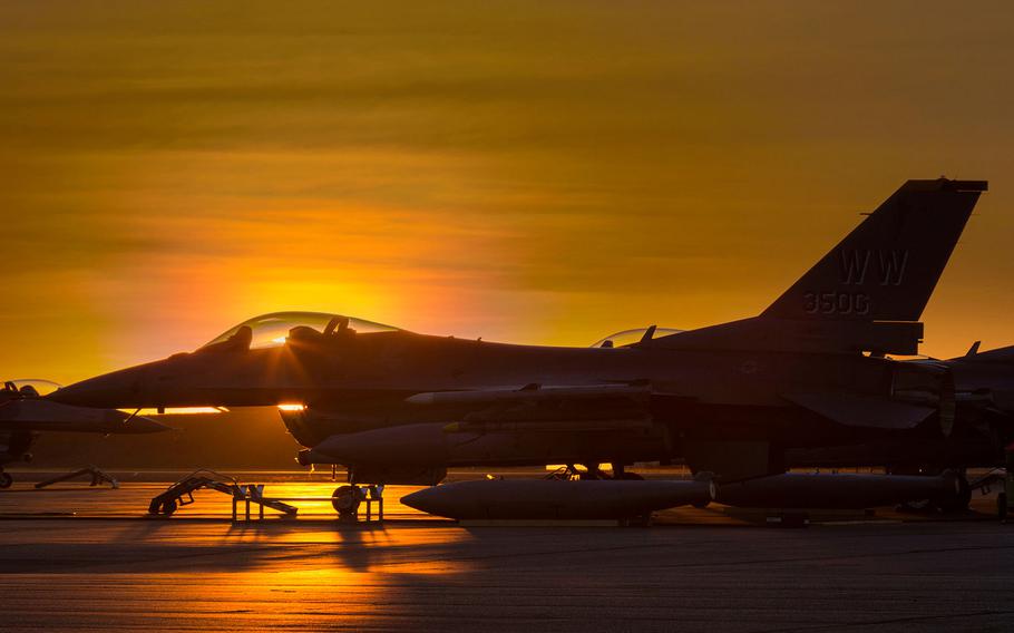 An Air Force F-16 sits on the flight line at Royal Australian Air Force Base Darwin, Australia, during a past Pitch Black drill, Aug. 4, 2016.