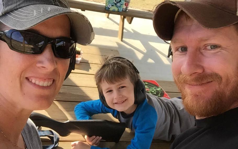 Jared and Jesica Bullock with their 8-year-old son Aidan. 