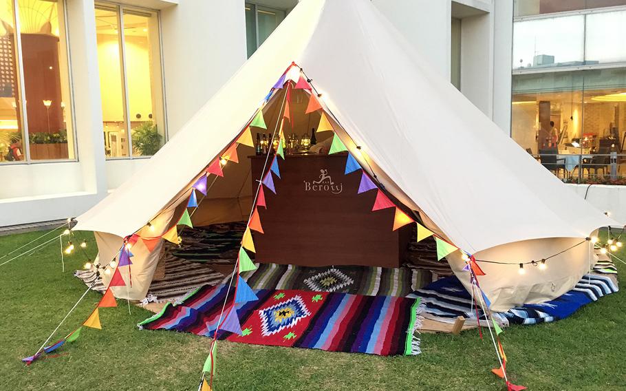 Head to the tented bar for summer cocktails at Okinawa Grand City's Grand Mer Resort temporary restaurant, Barvelous.