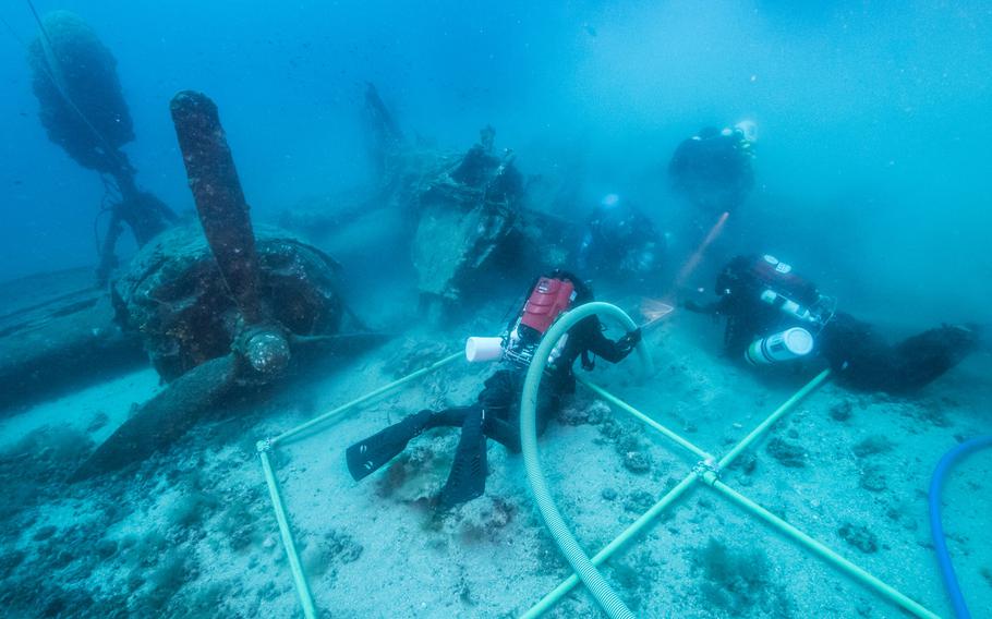 Divers conduct a mission for the Defense POW/MIA Accounting Agency to investigate the underwater wreckage of an aircraft located near the coast of Croatia in July 2017. DPAA conducts similar missions around the world in an attempt to locate, recover and identify Americans missing from past conflicts, including a renewed effort to account for missing World War II troops.
