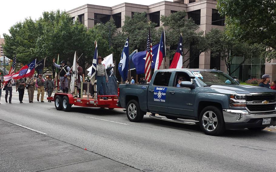Members of the Descendants of the Confederate Veterans participate in the 2017 Austin Veterans Day Parade.