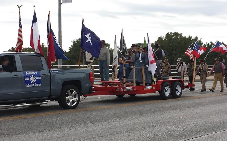 Members of the Descendants of the Confederate Veterans participate in the 2017 Austin Veterans Day Parade.