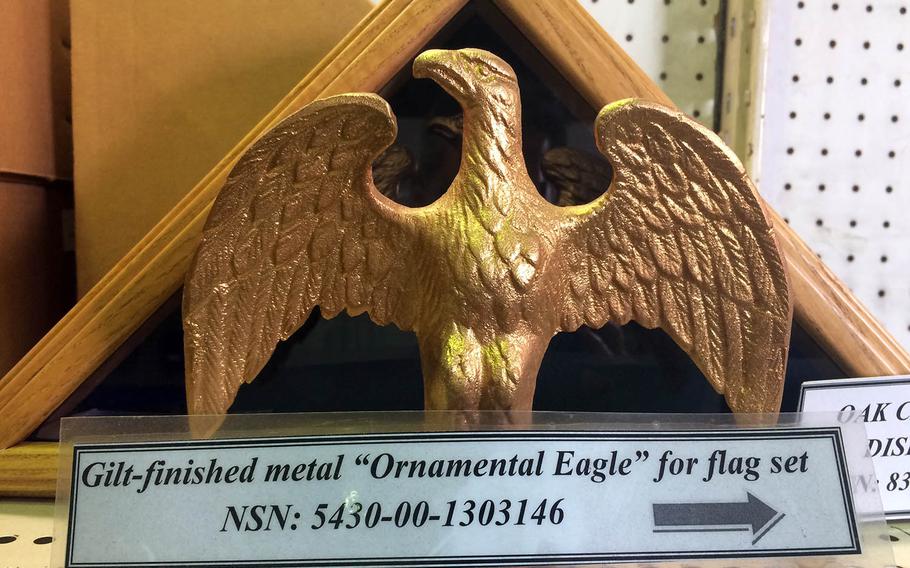 An ornamental eagle is among the items from sale at the General Services Administration store at Yokota Air Base, Japan.