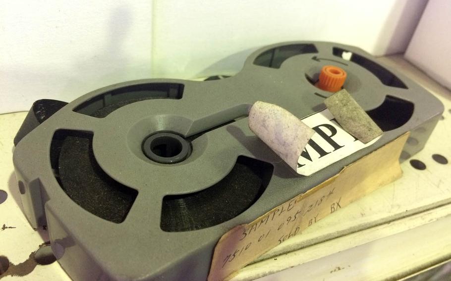 Anachronisms such as typewriter ribbons, computer thumb-drives banned for use with government computers and out-of-fashion desert camouflage clothing are for sale at the General Services Administration store at Yokota Air Base, Japan.
